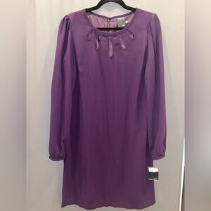 Gabby Skye Purple Sheath Dress with Bishop Sleeves